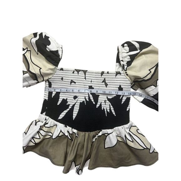 Autumn Adeigbo X Neiman Marcus Women's Puff Sleeve Smock Peplum Floral Top 8 NWT - Picture 3 of 8